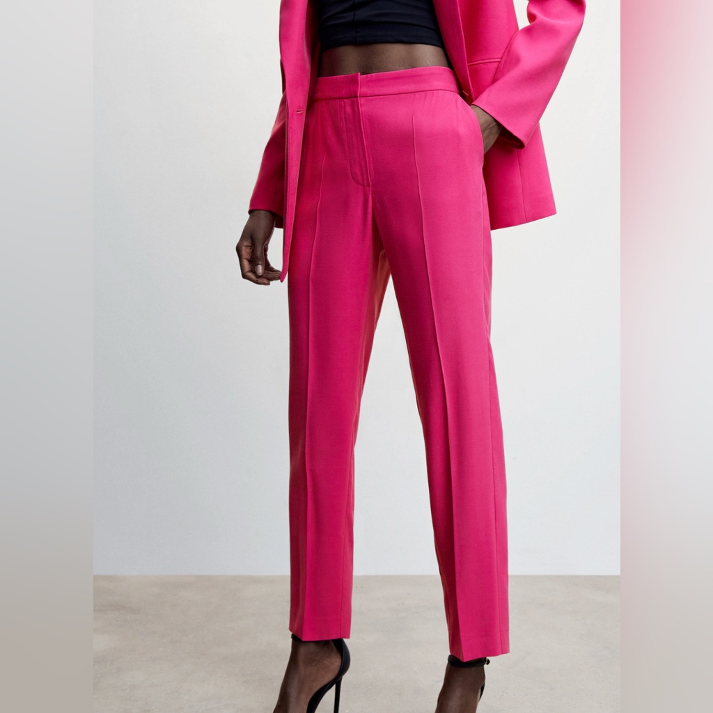 Mango Vibrant Pink Women's Trousers